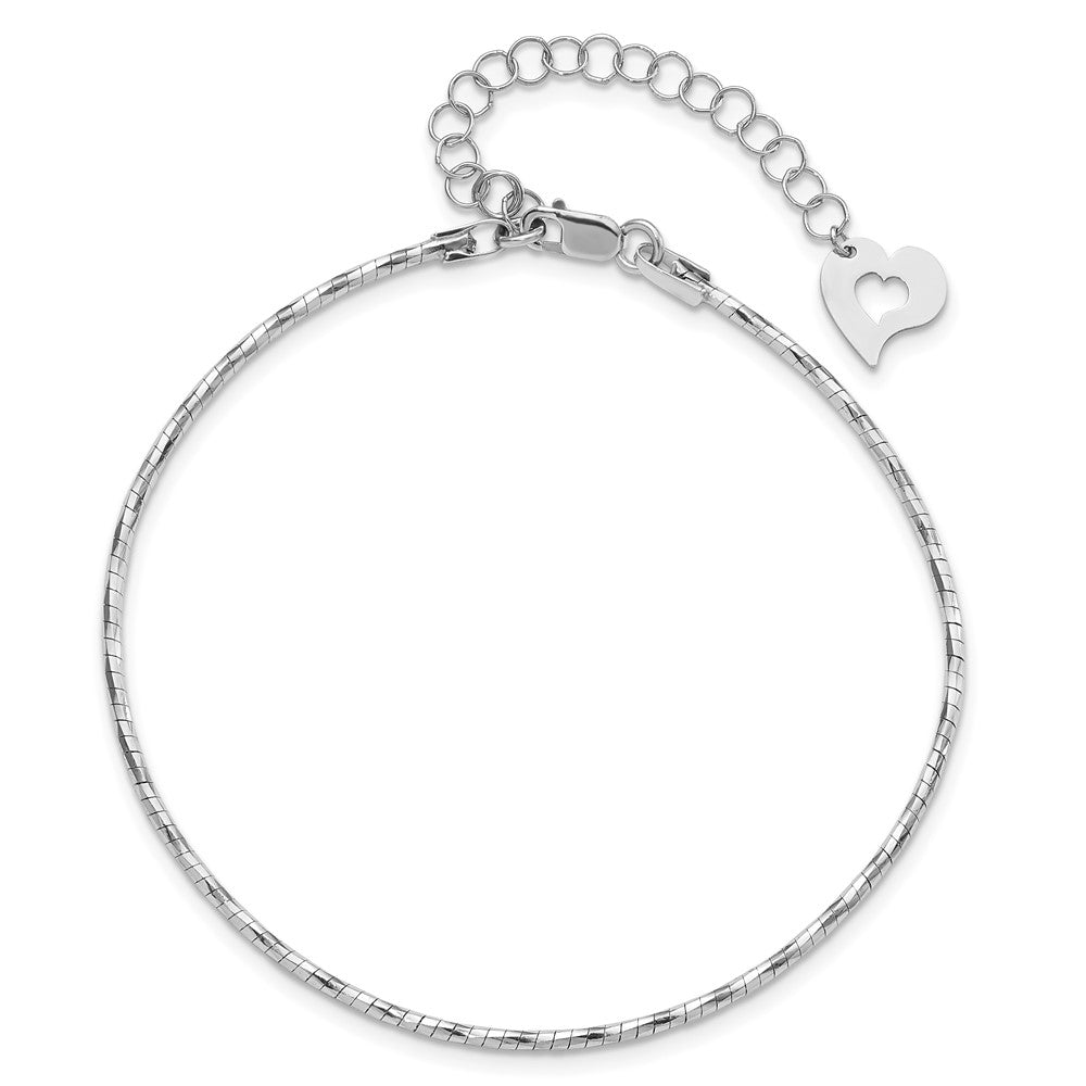 7.5 Inch 14K White Polished W/2In. Ext. Round Twisted Omega Bracelet