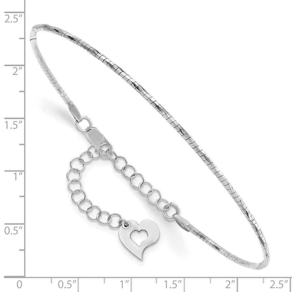 7.5 Inch 14K White Polished W/2In. Ext. Round Twisted Omega Bracelet