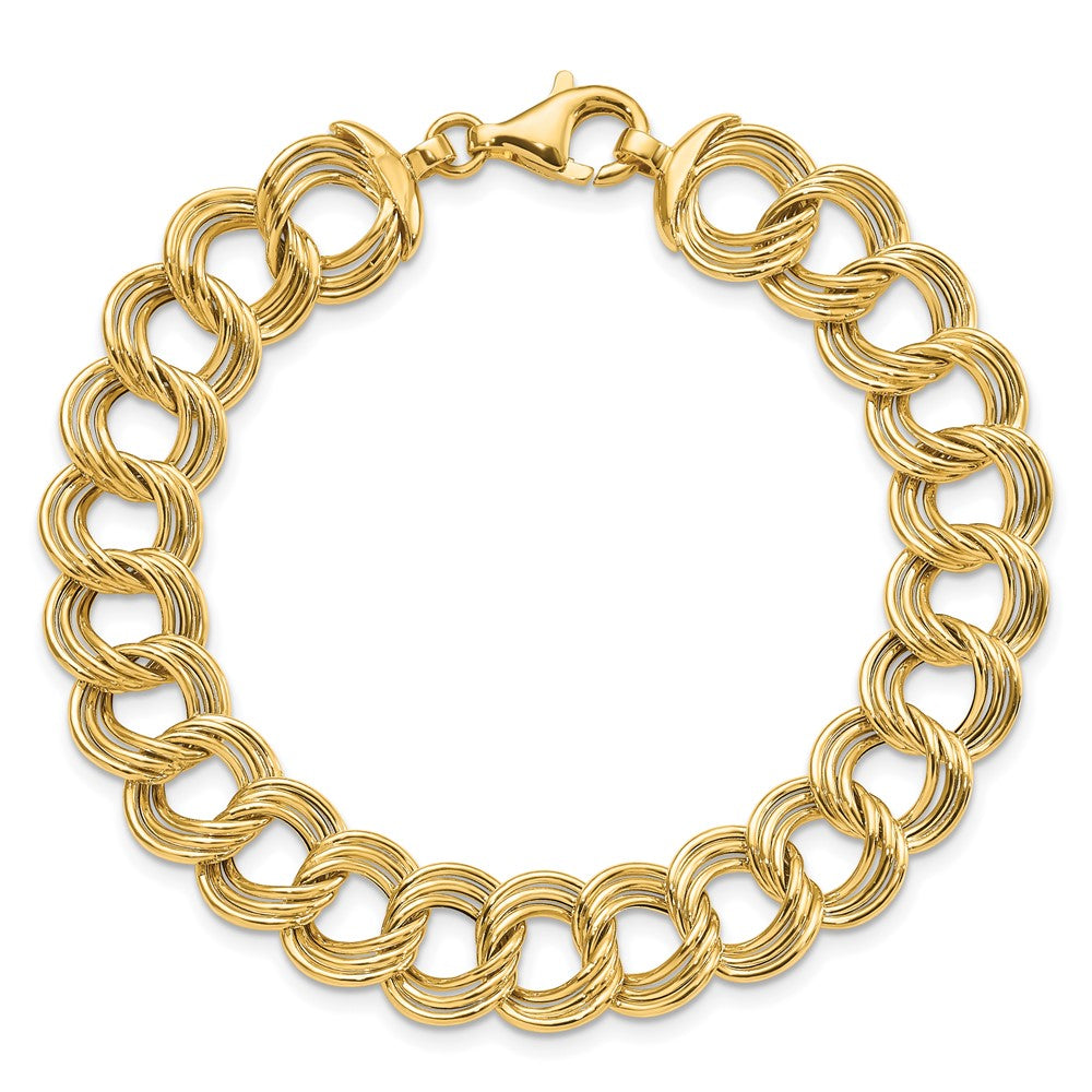 7.5 Inch 14K Polished Fancy Triple Link Bracelet