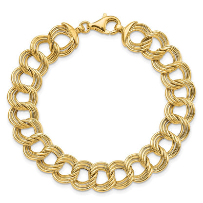 7.5 Inch 14K Polished Fancy Triple Link Bracelet