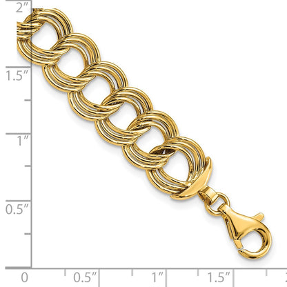 7.5 Inch 14K Polished Fancy Triple Link Bracelet