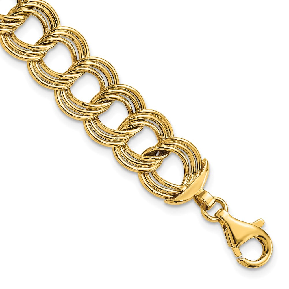 7.5 Inch 14K Polished Fancy Triple Link Bracelet