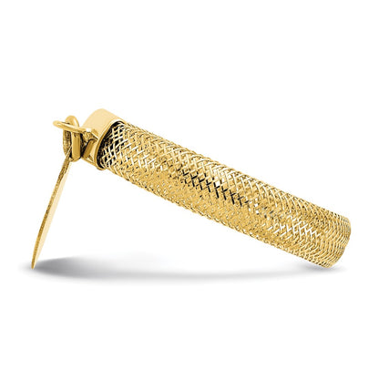 14K Yellow Gold Woven Mesh Stretch Polished Heart Charm Ring