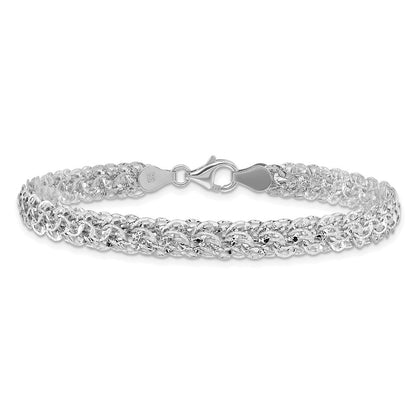 7.5 Inch 14K White Polished D/C Fancy Link Bracelet