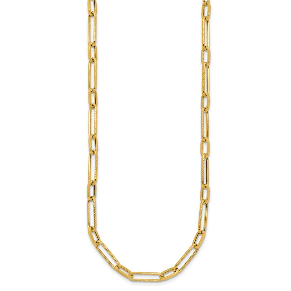 14K Yellow Gold Polished Fancy Oval Link Necklace