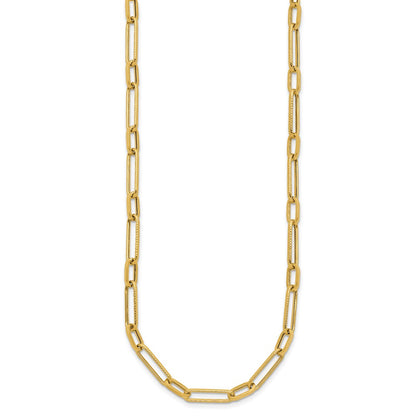 14K Yellow Gold Polished Fancy Oval Link Necklace