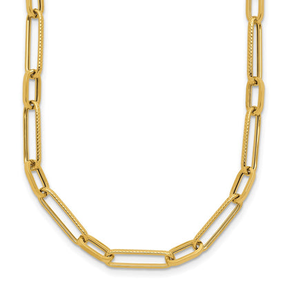 14K Yellow Gold Polished Fancy Oval Link Necklace