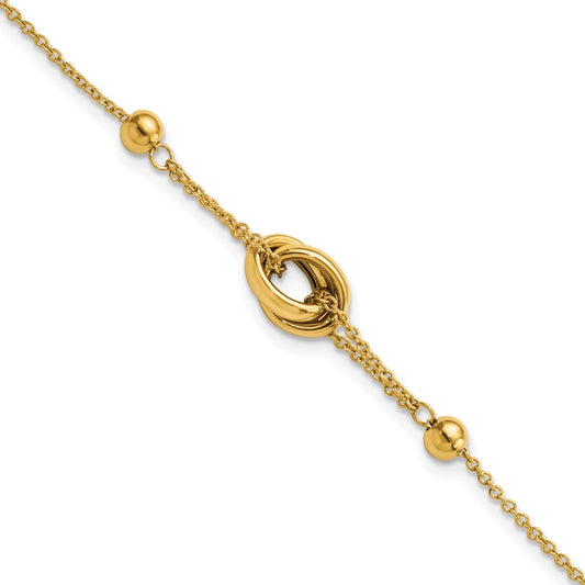 7.75 Inch 14K Polished Bead And Link W/.75 In Ext. Bracelet