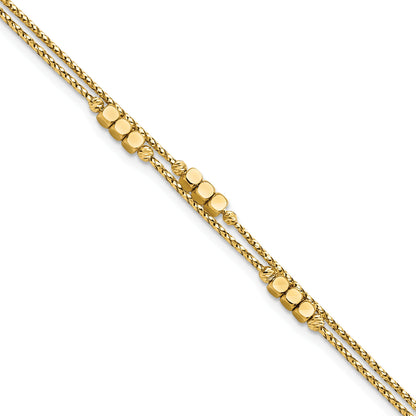 7.5 Inch 14K Polished D/C Beaded Double Strand Bracelet