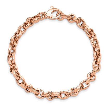 7.5 Inch 14K Rose Gold Polished Fancy Link Bracelet