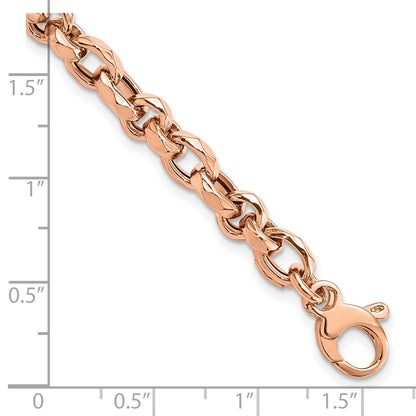 7.5 Inch 14K Rose Gold Polished Fancy Link Bracelet