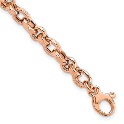 7.5 Inch 14K Rose Gold Polished Fancy Link Bracelet