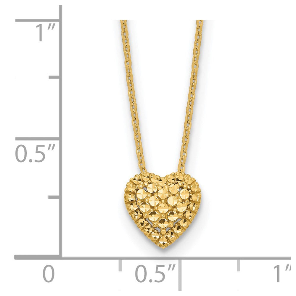 14K Yellow Gold Diamond-Cut Heart Slide Necklace