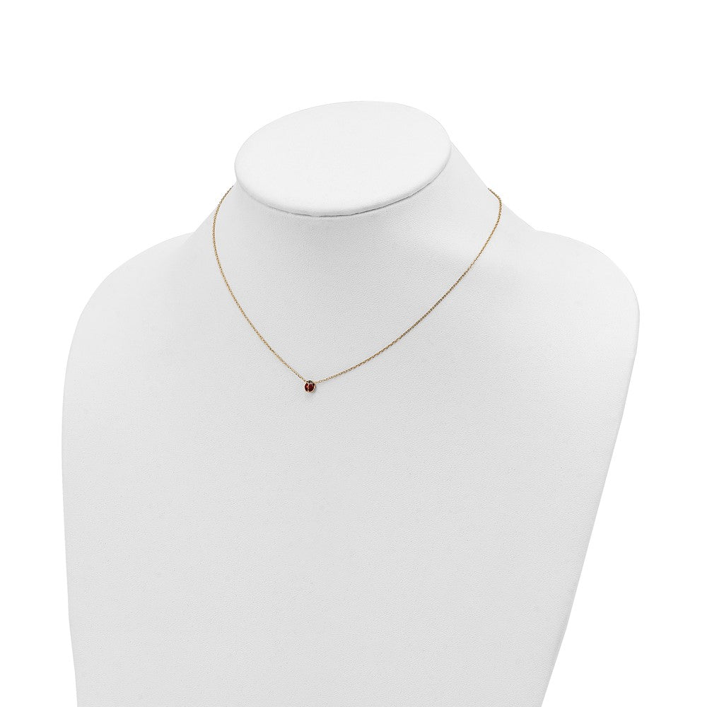 14K Yellow Gold Polished Enameled Small Ladybug 16.5In Necklace