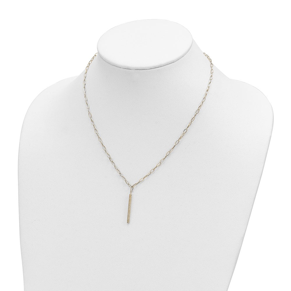 14K Yellow Gold Polished Oval Link D/C Bar Necklace