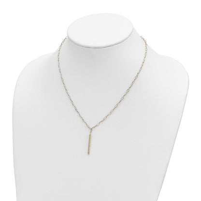 14K Yellow Gold Polished Oval Link D/C Bar Necklace