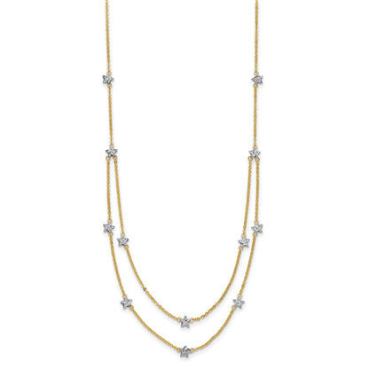 18 Inch 14K Two Tone Double Chain Star Necklace
