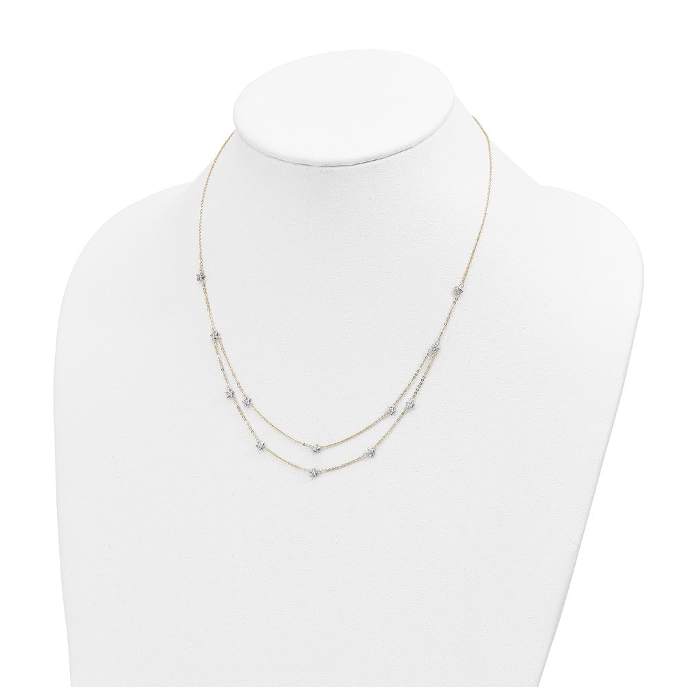 18 Inch 14K Two Tone Double Chain Star Necklace