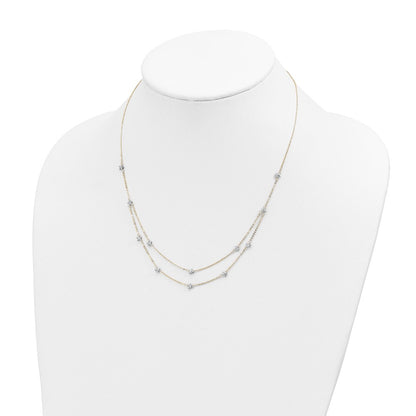 18 Inch 14K Two Tone Double Chain Star Necklace