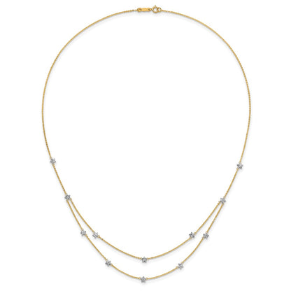 18 Inch 14K Two Tone Double Chain Star Necklace