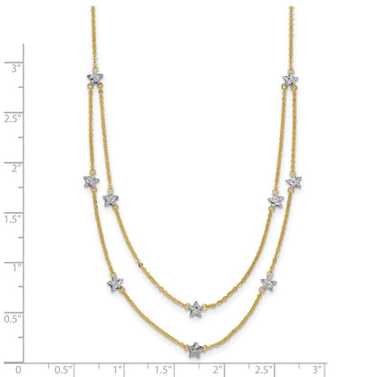 18 Inch 14K Two Tone Double Chain Star Necklace