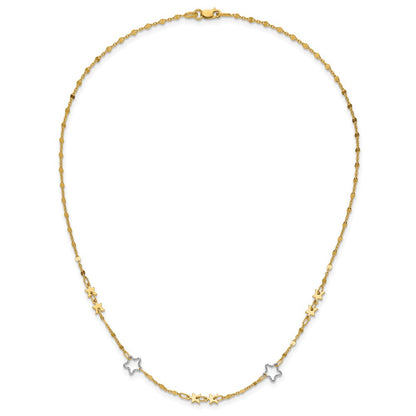 14K Two-Tone Polished Star Necklace