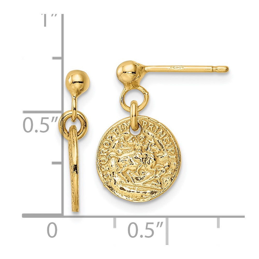 14K Yellow Gold Polished Coins Post Dangle Earrings