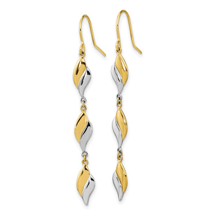 14K Two-Tone Polished Wavy Dangle Earrings