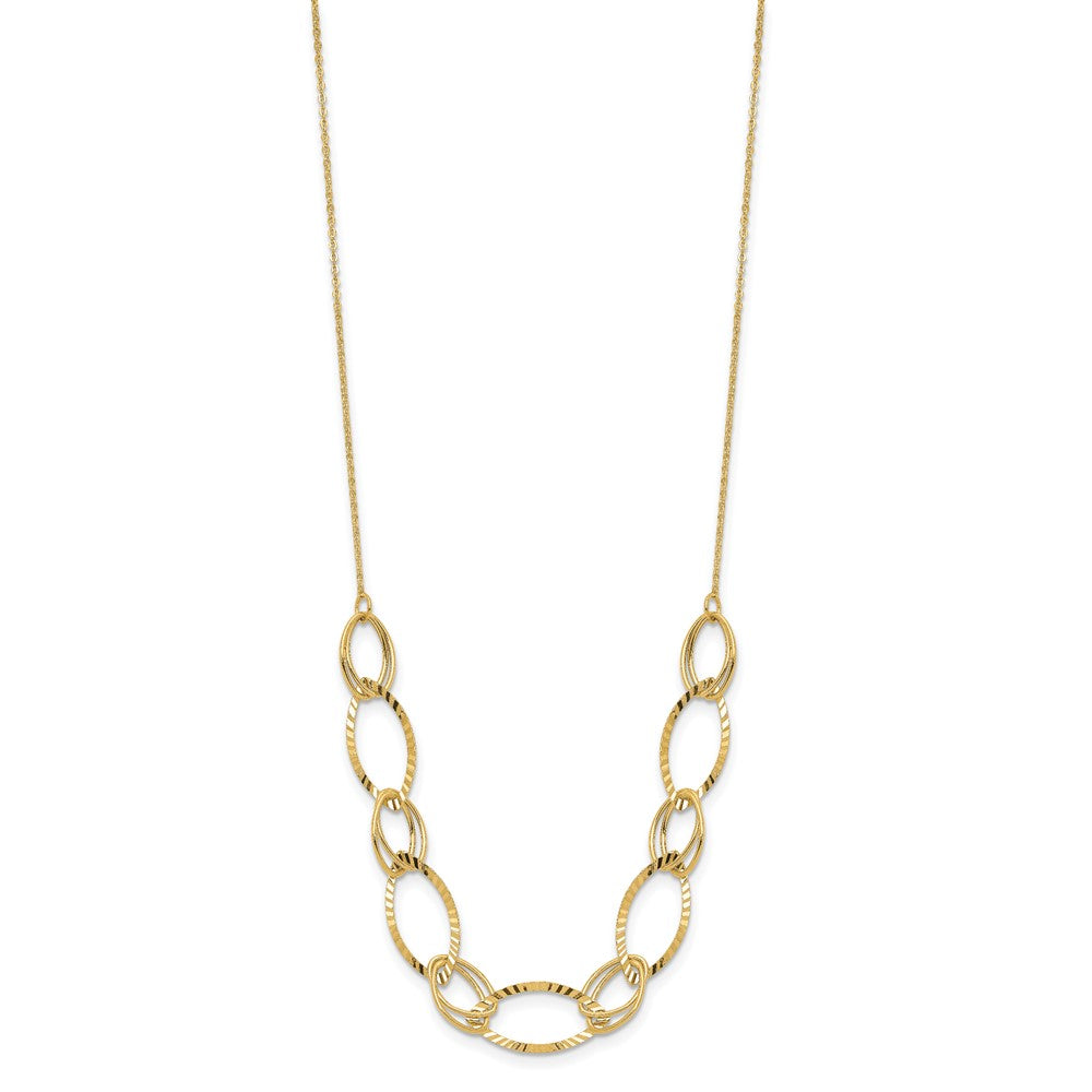 14K Yellow Gold Polished D/C Oval Link Necklace