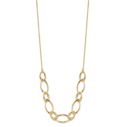 14K Yellow Gold Polished D/C Oval Link Necklace