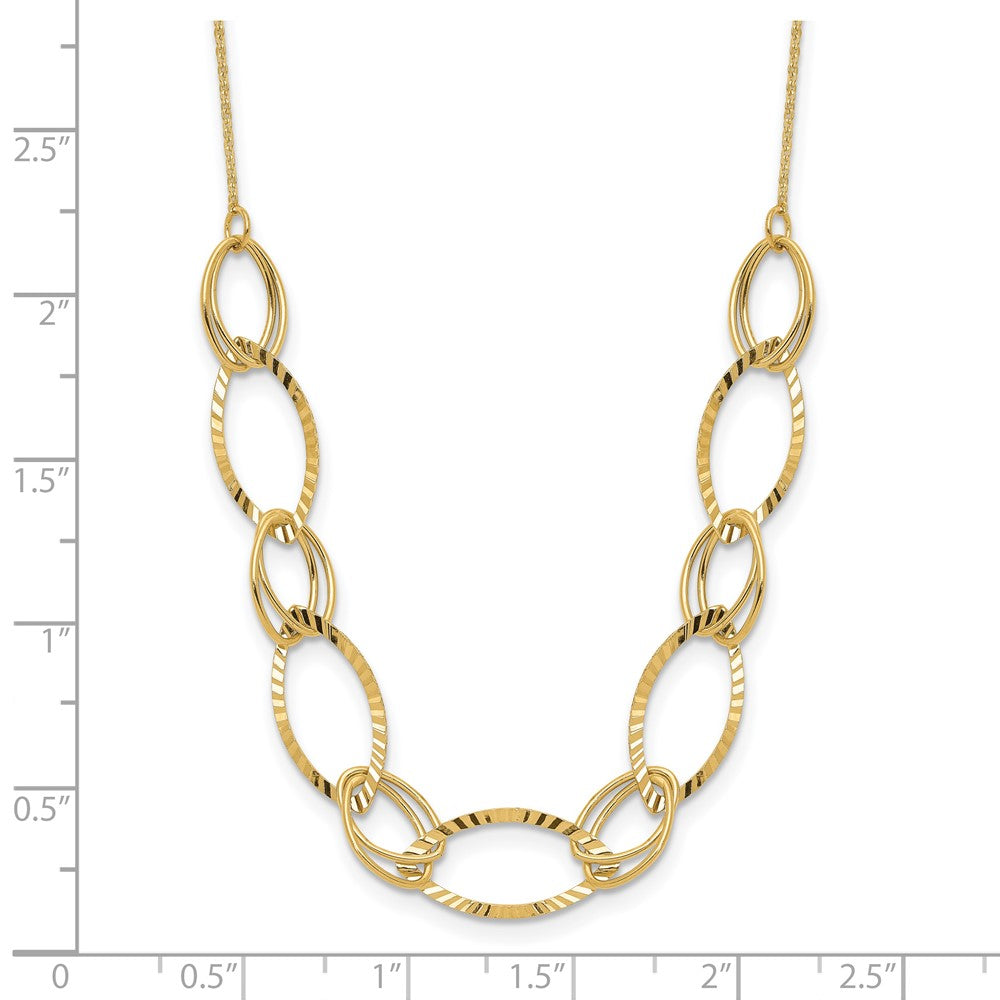 14K Yellow Gold Polished D/C Oval Link Necklace