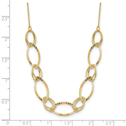 14K Yellow Gold Polished D/C Oval Link Necklace