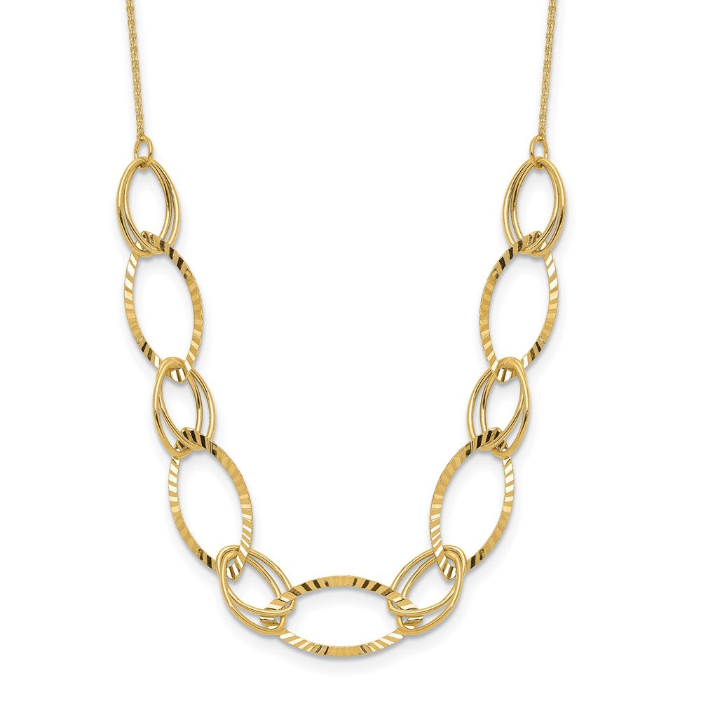 14K Yellow Gold Polished D/C Oval Link Necklace
