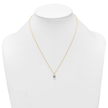 14K Yellow Gold Polished 6mm CZ Solitaire 18in Necklace
