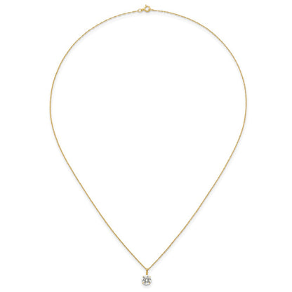 14K Yellow Gold Polished 6mm CZ Solitaire 18in Necklace
