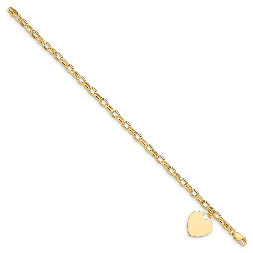 7.5 Inch 14K Heart Charm Bracelet