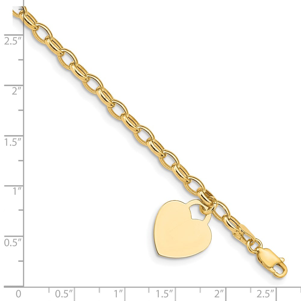 7.5 Inch 14K Heart Charm Bracelet