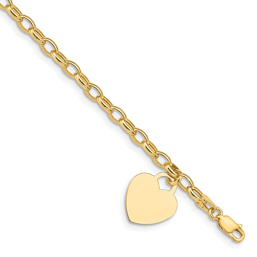 7.5 Inch 14K Heart Charm Bracelet