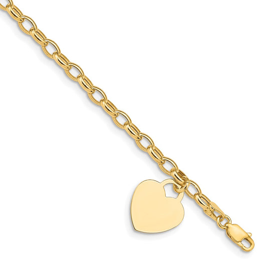 7.5 Inch 14K Heart Charm Bracelet