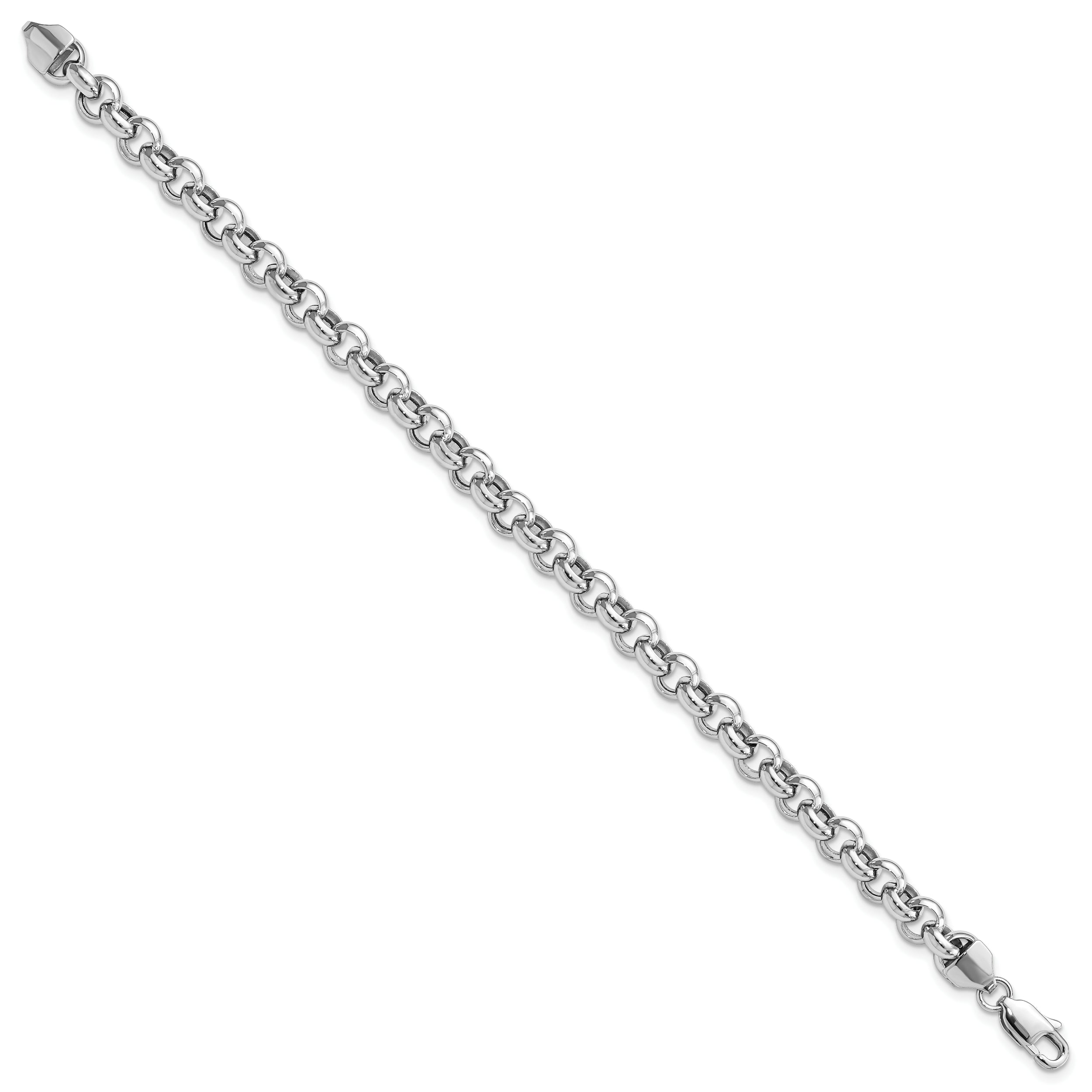 7.5 Inch 14K White Gold 7.5In 6.25mm Polished Fancy Rolo Link Bracelet
