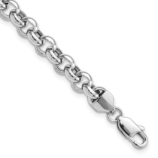 7.5 Inch 14K White Gold 7.5In 6.25mm Polished Fancy Rolo Link Bracelet