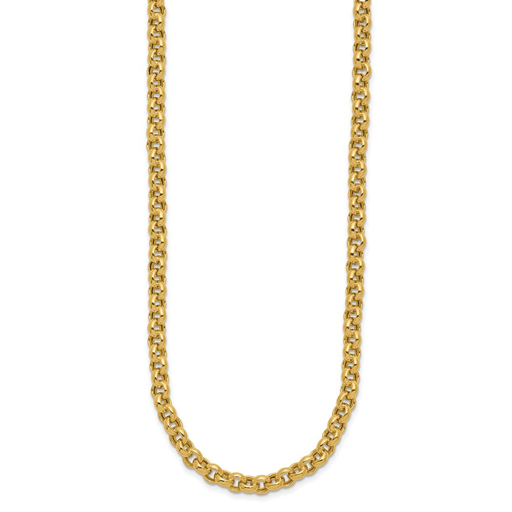 14K Yellow Gold 18In 5mm Polished Fancy Rolo Link Necklace