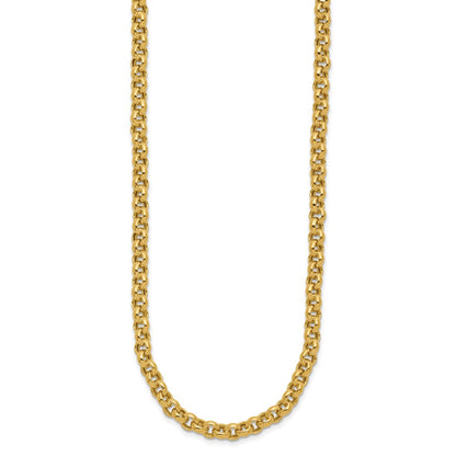 14K Yellow Gold 18In 5mm Polished Fancy Rolo Link Necklace