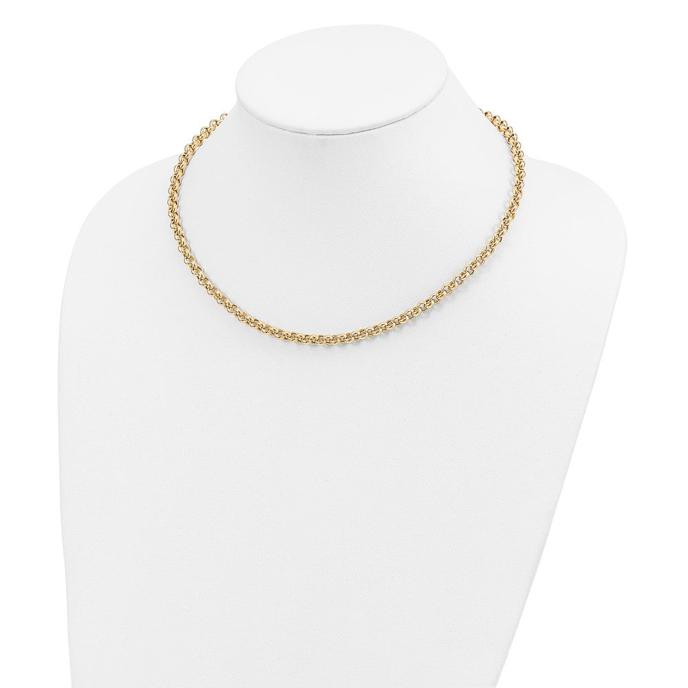 14K Yellow Gold 18In 5mm Polished Fancy Rolo Link Necklace
