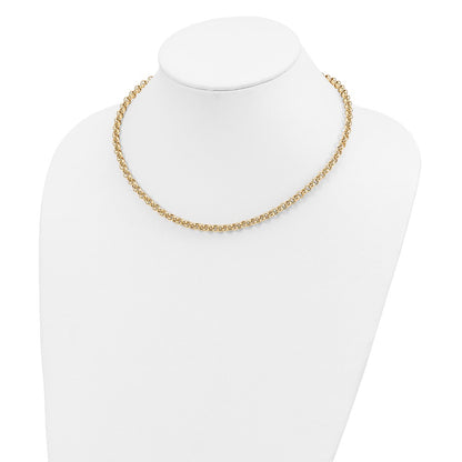 14K Yellow Gold 18In 5mm Polished Fancy Rolo Link Necklace