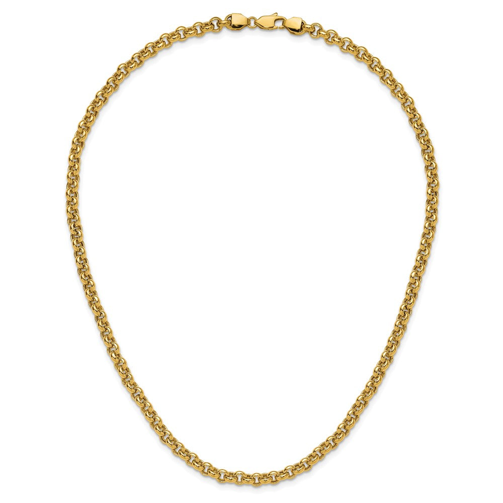14K Yellow Gold 18In 5mm Polished Fancy Rolo Link Necklace