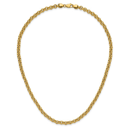 14K Yellow Gold 18In 5mm Polished Fancy Rolo Link Necklace
