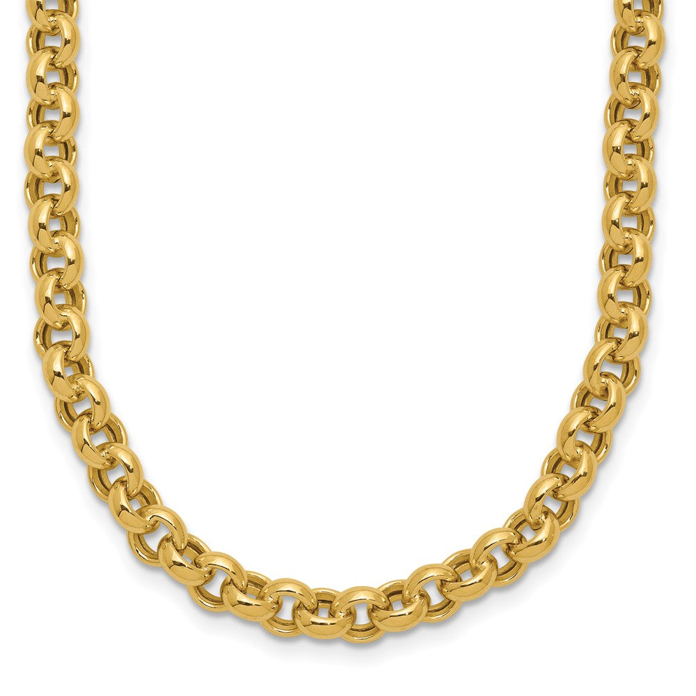14K Yellow Gold 18In 5mm Polished Fancy Rolo Link Necklace