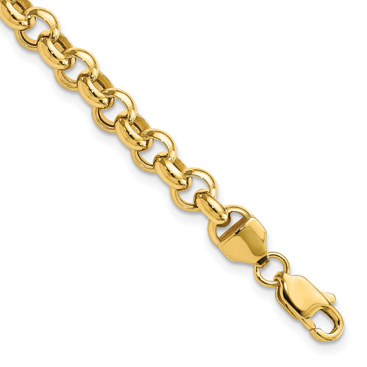 7.5 Inch 14K 7.5In 6.25mm Polished Fancy Rolo Link Bracelet