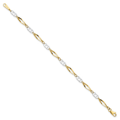 7 Inch 14K Two-Tone 7In Polished Fancy Link Bracelet